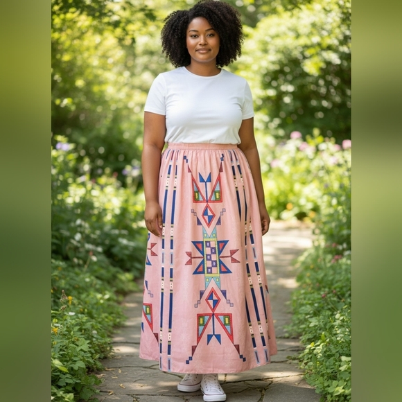 Lauren Good Day Dresses & Skirts - Lauren Good Day Native American Designer Pink Maxi Skirt Ribbon Southwest Tribal